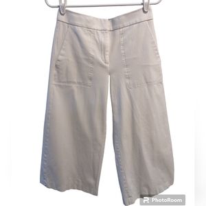 Ann Taylor Cropped Wide Leg White Trousers Slacks Front Pockets Size 2